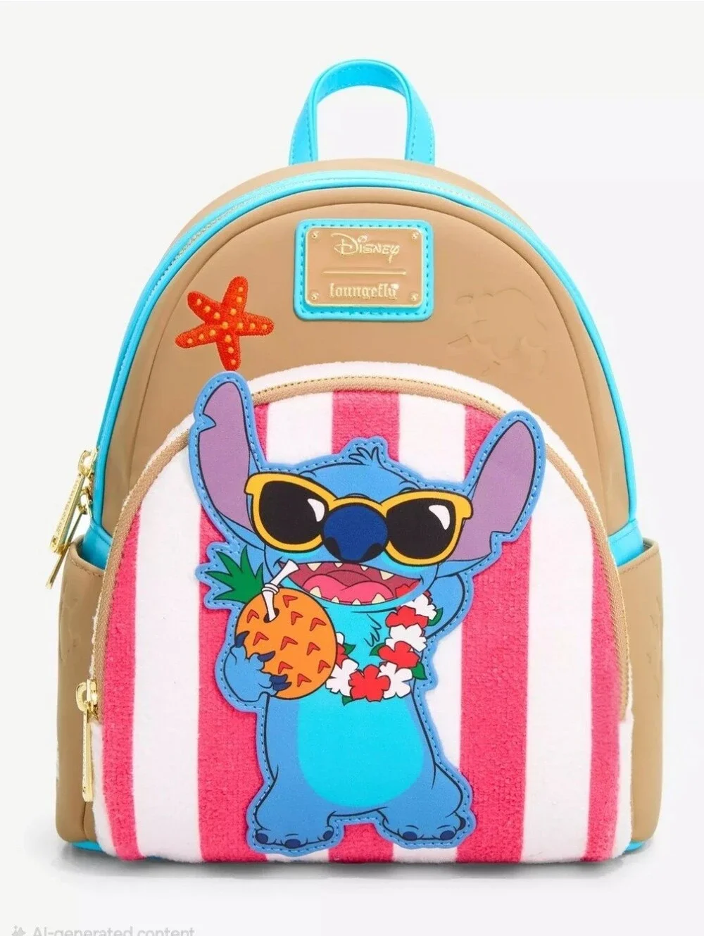 Loungefly Disney Lilo & Stitch Beach Towel Stitch Mini Backpack NWT